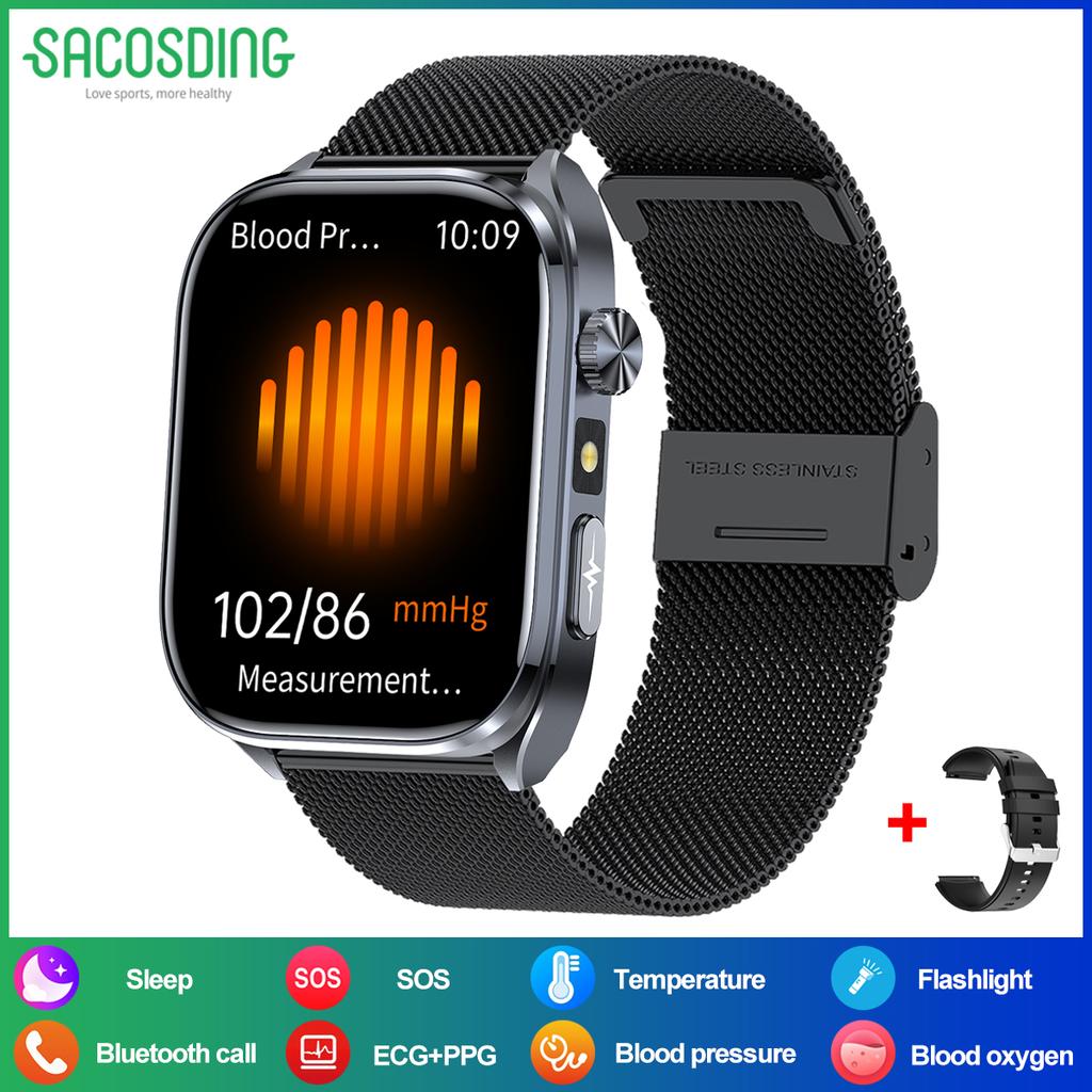 SACOSDING AI Health SmartWatch for Men Women with Flashlight 2.5D UI Voice Bluetooth Call Smart Watch Fitness Tracker