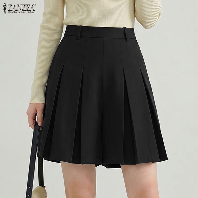 ZANZEA Women Casual Elastic Waist Solid Color Loose Shorts