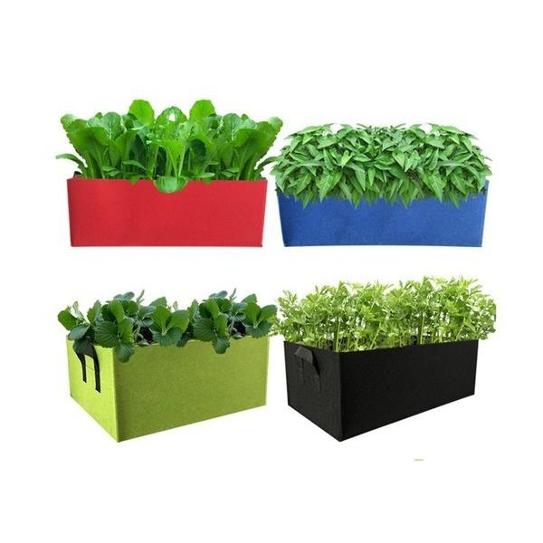 1/2/3 PCS Planting Grow Bag Rectangle Plant Bed Elevated Vegetable Box Fabric Garden Bed Breathable Planting Container Grow Bag Planter Pot