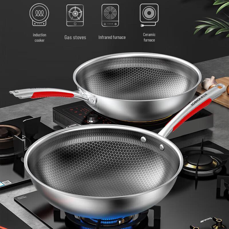 KOBACH Non-stick 304 Stainless Steel Honeycomb Wok