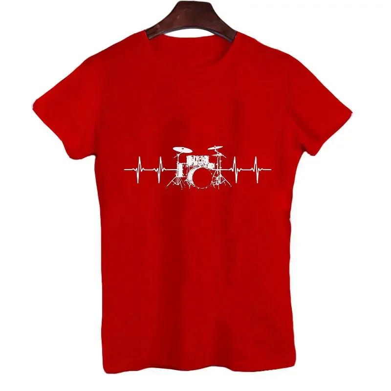Men's Short Sleeve T-shirt Heartbeat Passionate Drummer Graphic Tshirt Male Oversized Streetwear Tees Women Summer Clothing Tops