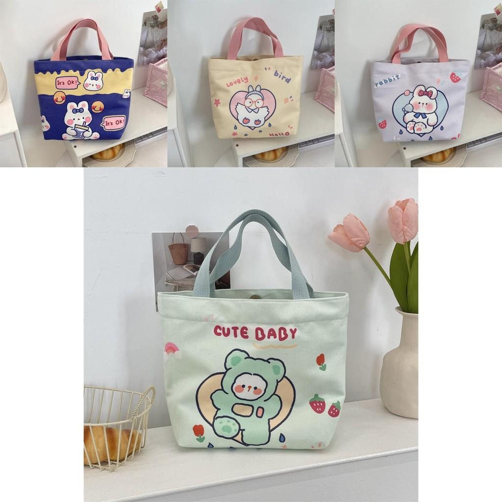 Canvas Tote Trendy Bag With Fun Cartoon Prints Perfect For Shopping And Outings Daily