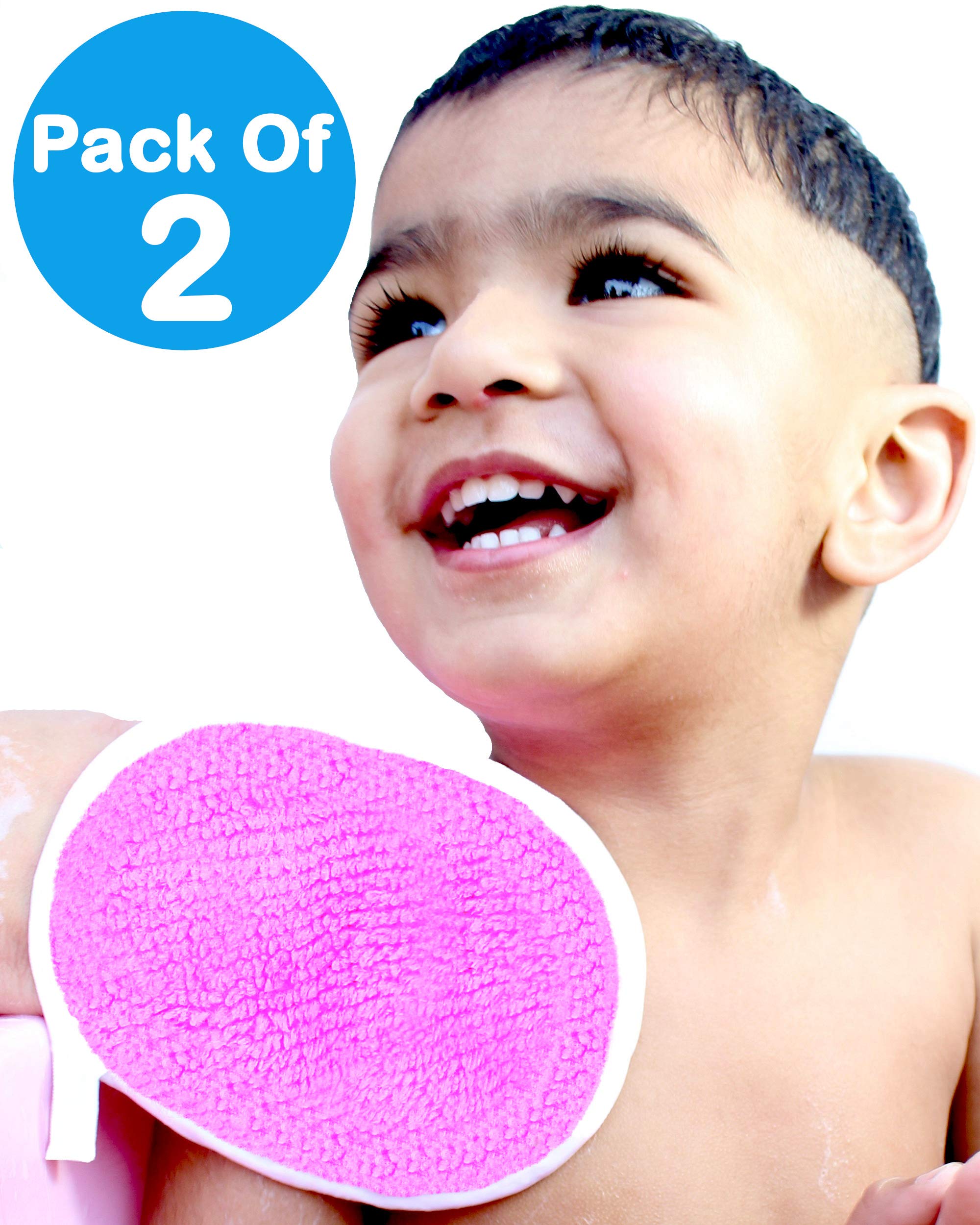 U & U UNIQUE UTILITIES Microfiber Baby Bath Sponge Loofah | Shower Sponge for Newborns & Toddlers | Soft, Gentle & Quick-Dry Bathing Loofah (Pink)