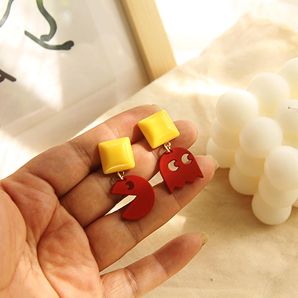 Fashion Long Earrings Resin Round Polka Dot Women Acrylic Ear Stud Dangle Earrings Drop Earrings