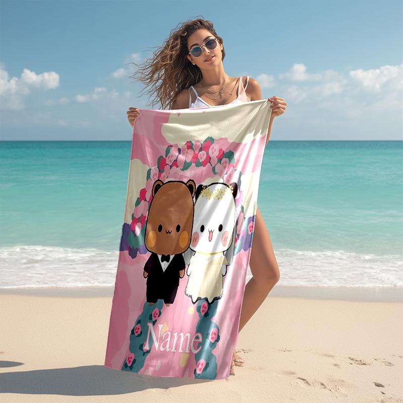 Personalized customized proof beach towel with Bubu Dudu  pattern - soft, absorbent, quick-drying, perfect swimming, camping&bathing