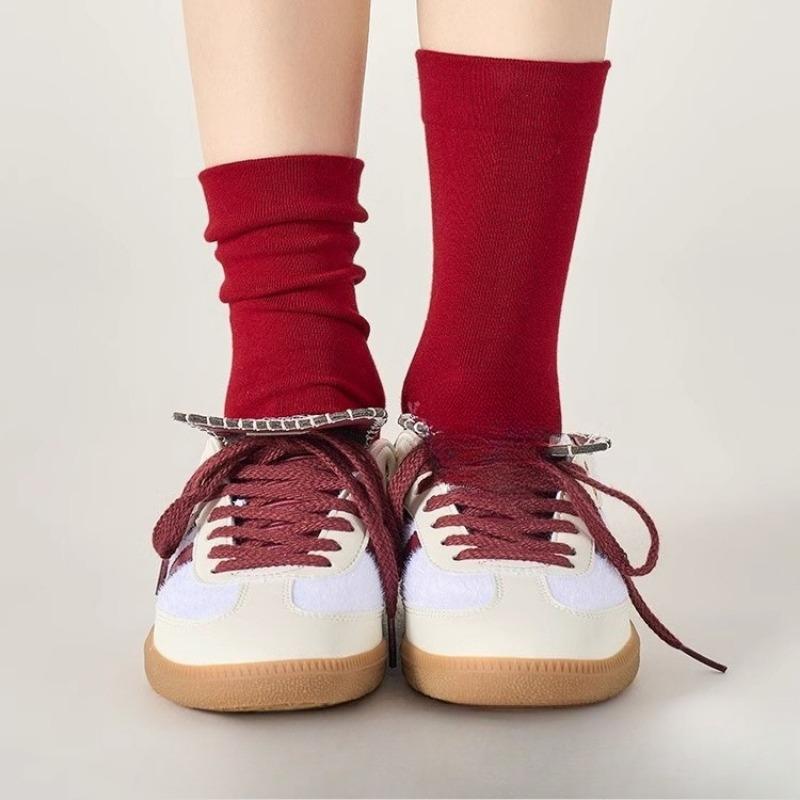 Female Spring and Autumn All Build Pure Cotton Boneless Moon Son In The Tube Pile Cotton Socks