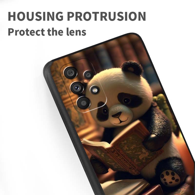 Cartoon Anime Panda Cute For Samsung A41 A35 A34 A33 A32 A25 A24 A23 A21s A06 A05 A04 A03 Note 10 20 Ultra 5G Black Phone Case
