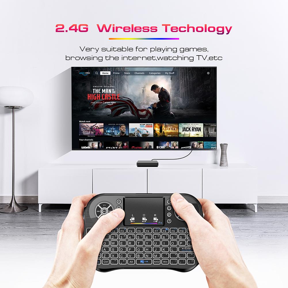 I10 Fly Mouse Touchpad 7 Color Backlit 2.4G Mini Wireless Keyboard Rechargeable Bluetooth-compatible for ANDROID/WINDOWS/ OS
