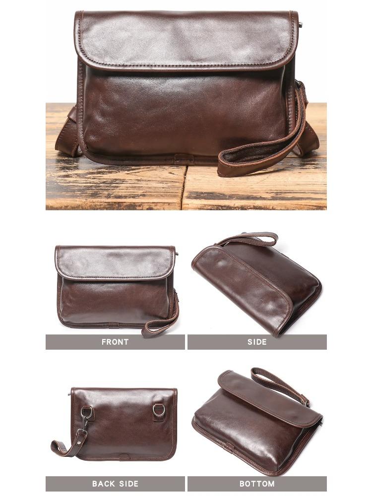 Designer Men's Genuine Leather Crossbody Bag Luxury Fashion Shoulder Messenger Bag Casual Travel Adjustable Strap Length