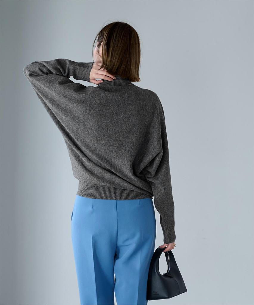 Yours BEXU1745 High Neck Dolman Sleeve Oversized Size Gray Women's Knit, Small,