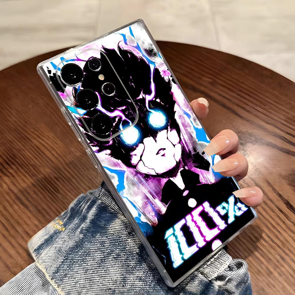 Anime Psycho 100 Phone Case For Samsung S26 S25 S24 Ultra S23 Fe S22 S20 S21 Plus Plus 5G Fe Transparent Cover