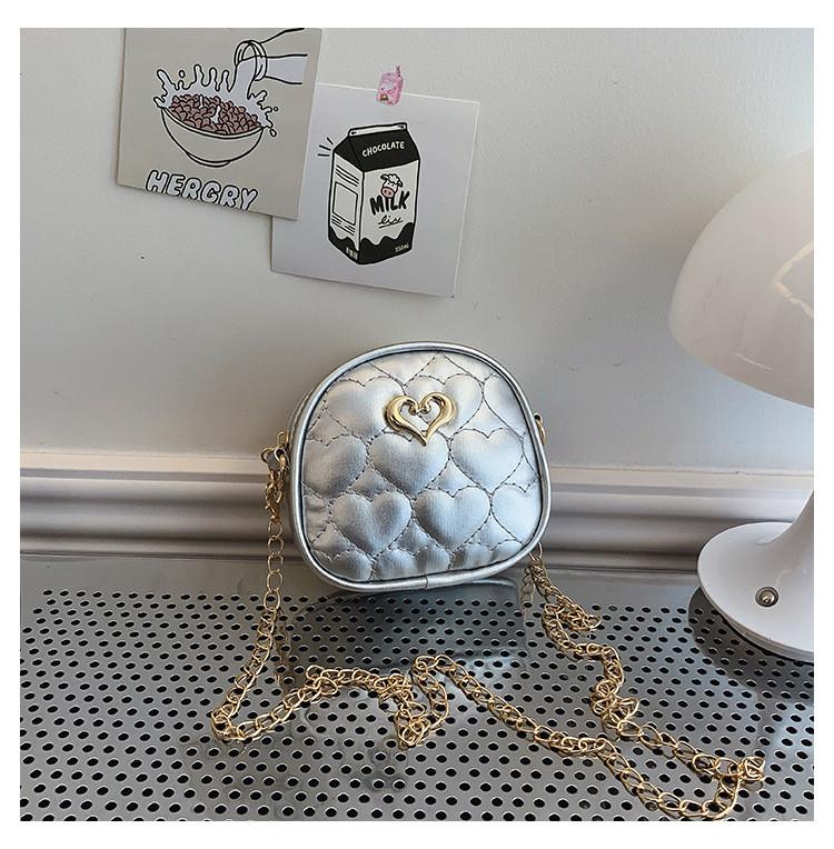 Heart Pattern Trendy Chain Kids Shoulder Bag Girl Crossbody Bag Outings Casual