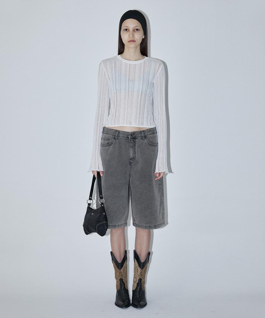 EN OR Scratch See-Through Summer Knit - White