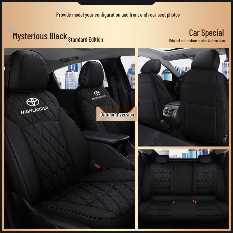 Toyota Highlander All-Season Pure Linen 5-Seat Full Back Wrap Car Cushion with Logo
