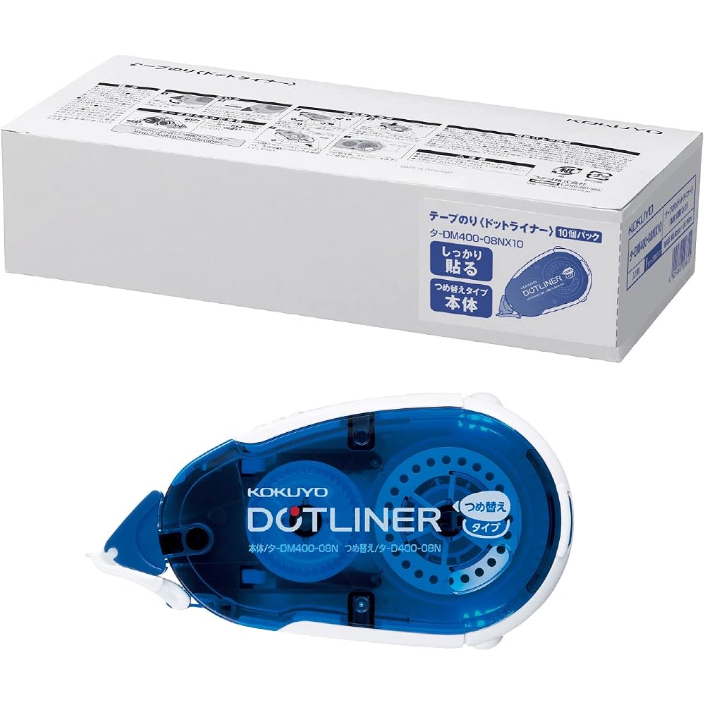 KOKUYO (KOKUYO) Adhesive Tape, Dot Liner, Strong Adhesion, Main Unit, 10-Pack, Ta-DM400-08X10