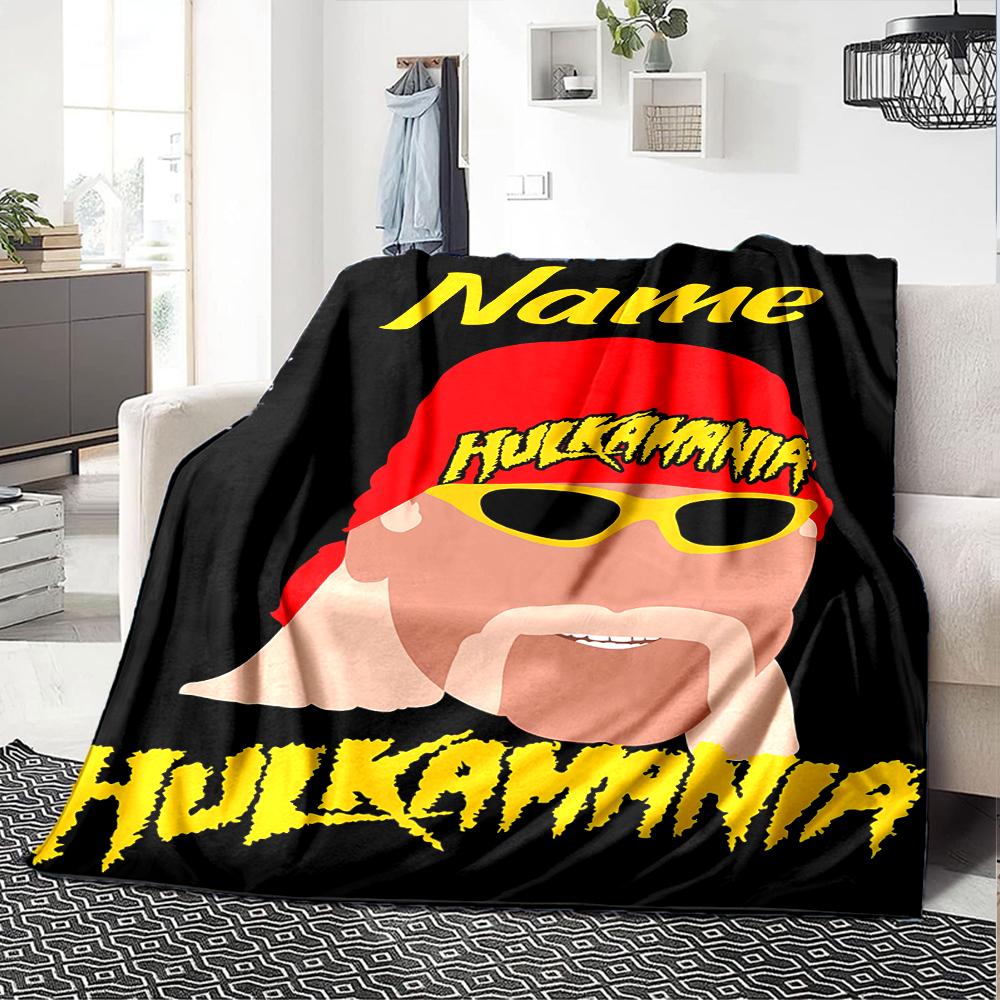 Customiz Name Personality Hulk Hogan Blanket Soft &Warm Sofa Office Bed Travel Lunch Break Blanket, Gift Suitable All Seasons