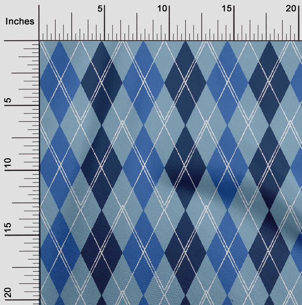 oneOone Cotton Flex Dusty Blue Fabric Argyle Check Quilting Supplies Print Sewing Fabric By The Yard 40 Inches