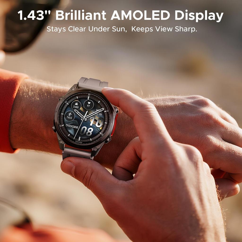 DOOGEE Anywise W1 Pro, 1.43'' Fitness Smartwatches for Android Phone/iPhone,170+ Sports Modes, Answer/Make Calls/12 Days Battery/2 Strap