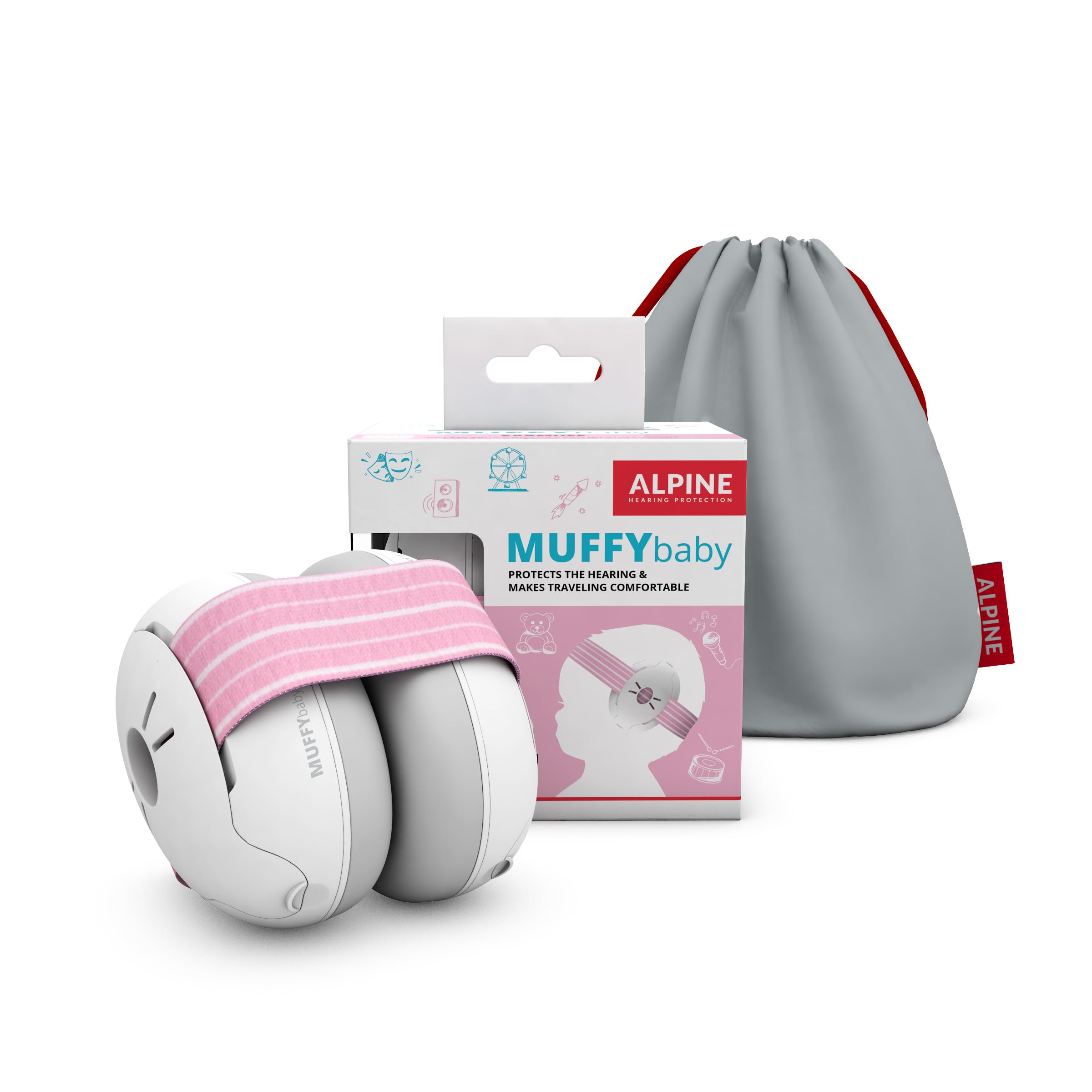 

ALPINE HEARING PROTECTION MUFFY BABY CLASSIC PIK Earmuffs with and Noise Reduction for Pink (Alpine) Headband, Soundproofing, Babies, розовый