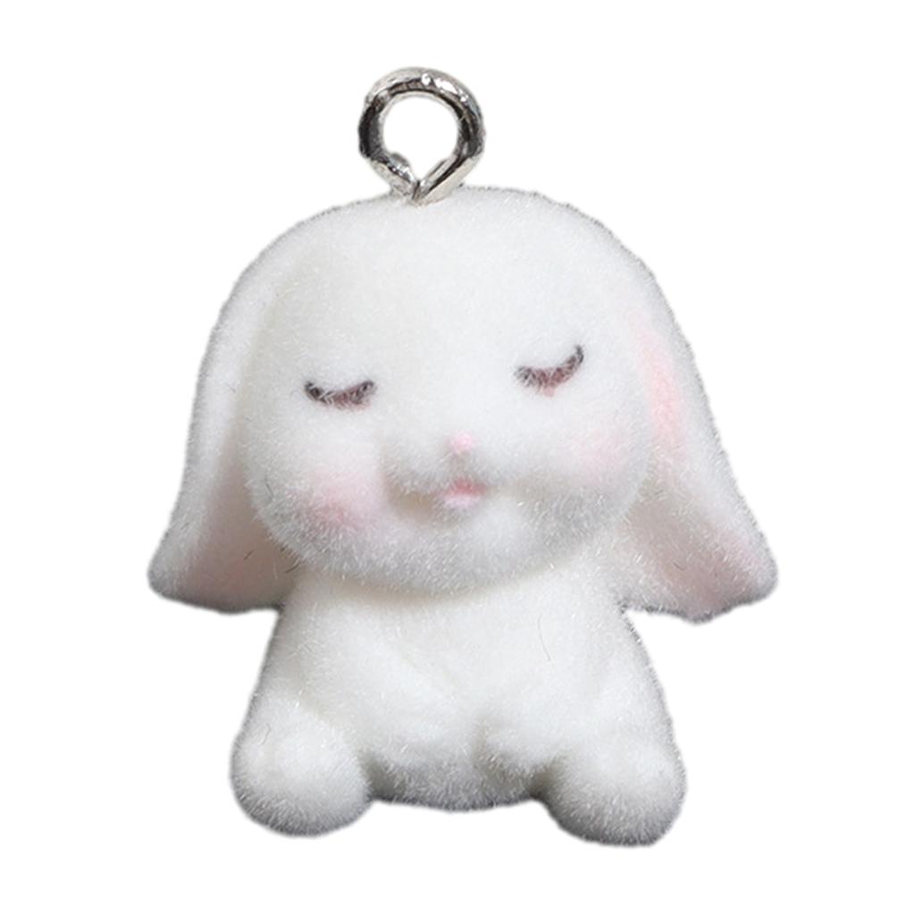 Cute Flocking Pendant Set for DIY Jewelry Making Colorful Flocking Pendants Keychain Decoration for DIY Jewelry Supplies