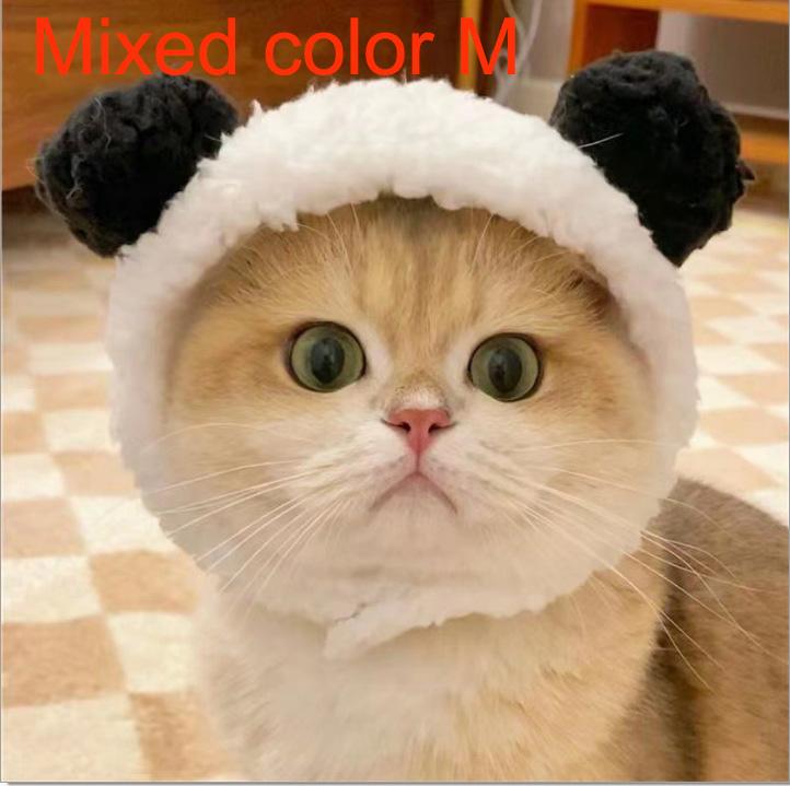 1Pcs Funny Cat Cap Bear Plush Head Cover Cute Cat Dog Woven Warm Headdress Pet Hat Kitten Puppy Cosplay Costume Accessories