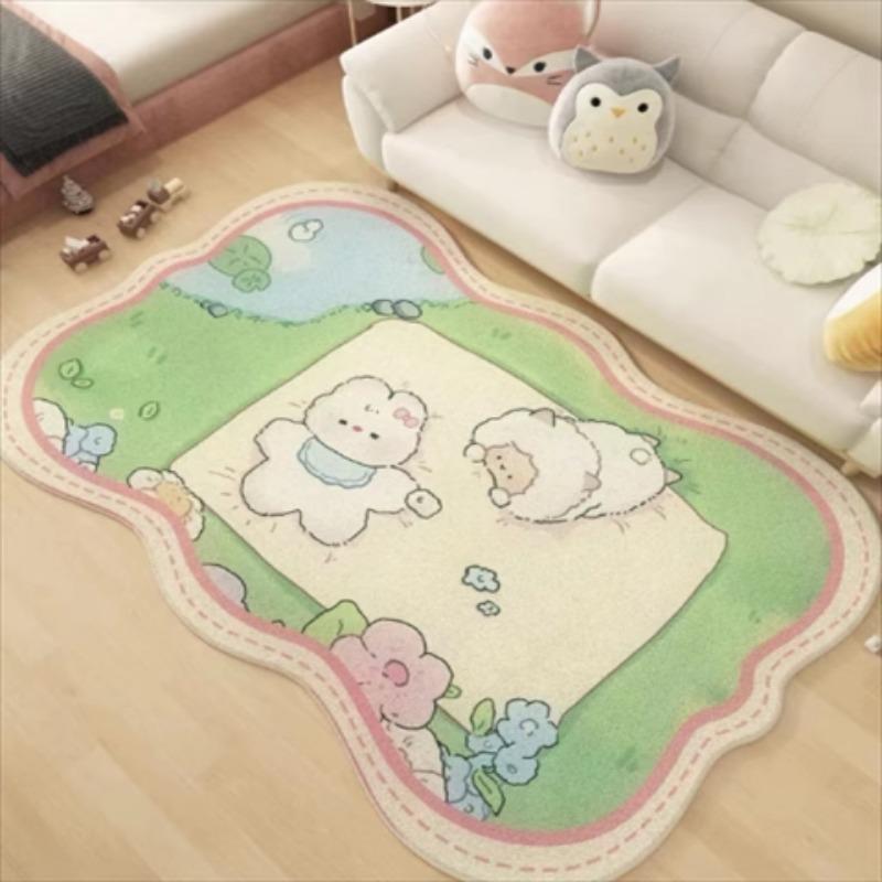 Cure Department Cute Cream Wind Bedroom Bedside Blanket Girl Room Floor Mat Immersive Living Room Early Summer Spring Carpet
