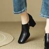Women's Square Toe High Heels Autumn Retro Women Shoes Thick Heel Zipper Shoes Office Professional High Heels