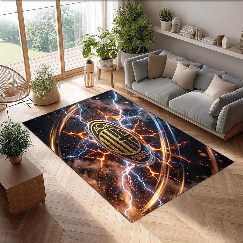 AC Milan Printed Flannel Area Rug Non Slip Soft Polyester Floor Carpet Indoor Decor Mat for Bedroom Living Room Sofa Game Room Home Decoration
