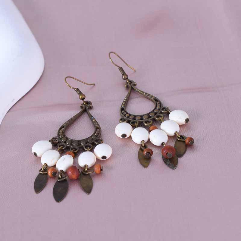 Versatile Retro Bohemian Tassel and Pearl Bronze Long Earrings