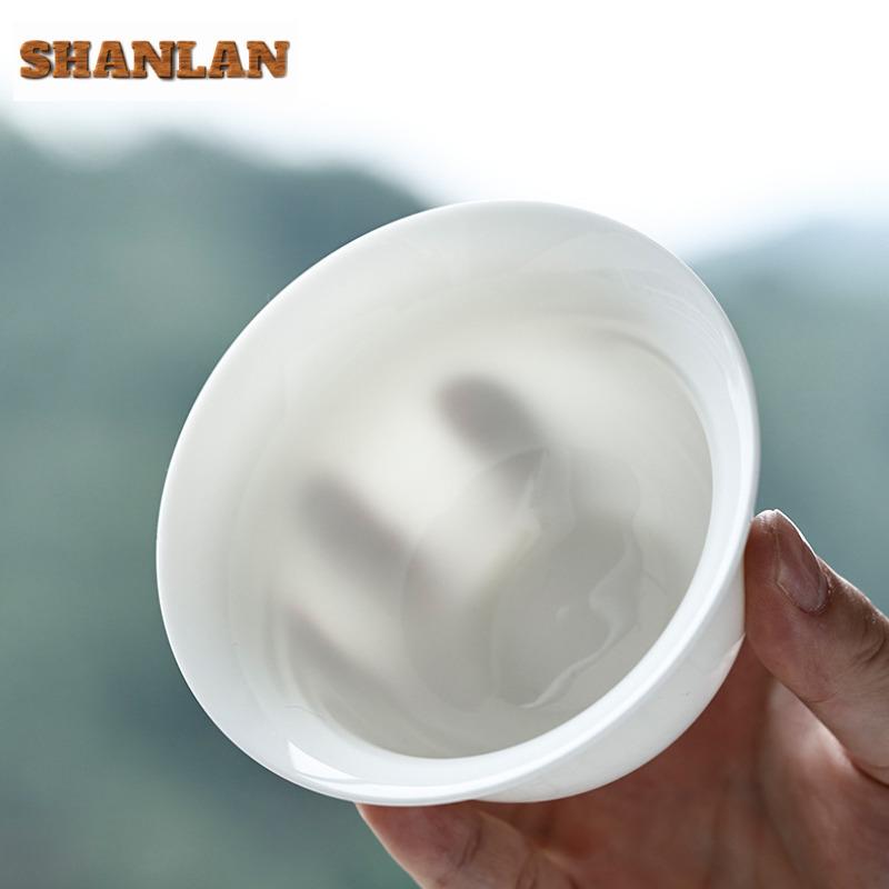 190ml Hammelfett Jade Drei Talente Gaiwan Zen Keramik Verbrühschutz Deckelschale Elegant Teeterrine Teebereiter Chinesisches Teegeschirr Handwerk