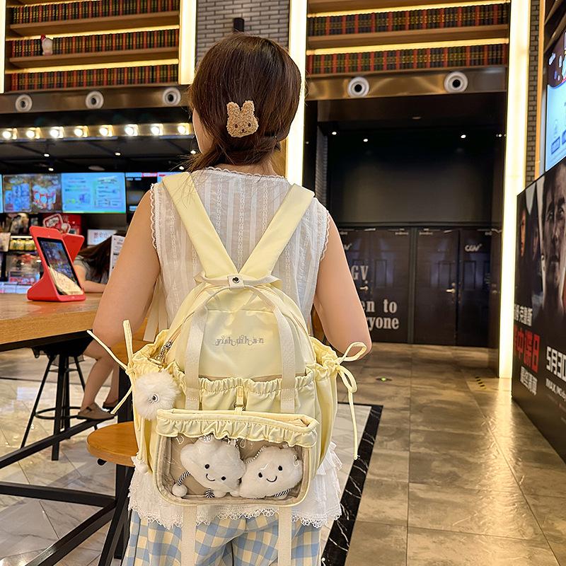 Student Rucksack mit großem Fassungsvermögen, lässig, mit Cartoon-Anstecknadeln, für Reisen und Schule