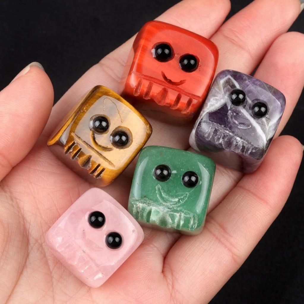 Små prydnader Natursten Kristall Lucky Dekorationer Fyrkantiga skrivbord sovrum prydnader