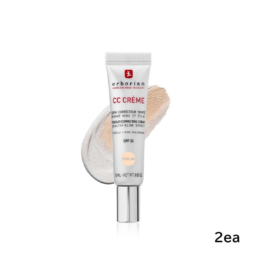 ERBORIAN CC Cream Porcelain SPF30 Skin Tone Correcting & Natural Coverage Mini Set 15ml x 2