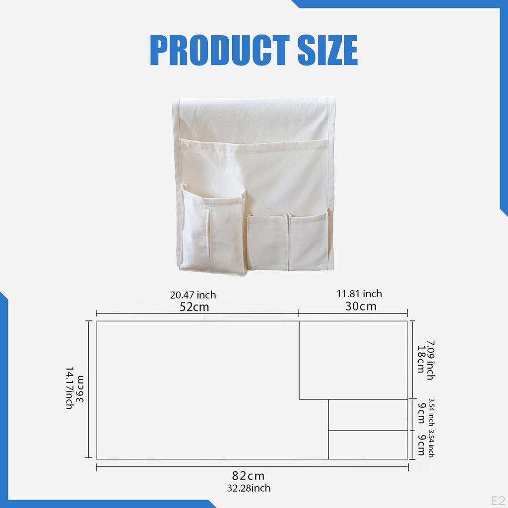 Sofa Armrest Organize Bedside Storage Holder Bag Easy Install White Gifts Couch Organizer Canvas for
