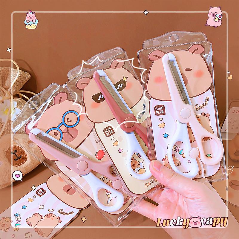 1pcs Cute Capybara Children s Scissors Elastic Safety Small Scissors Kindergarten Effortless Hand Scissors