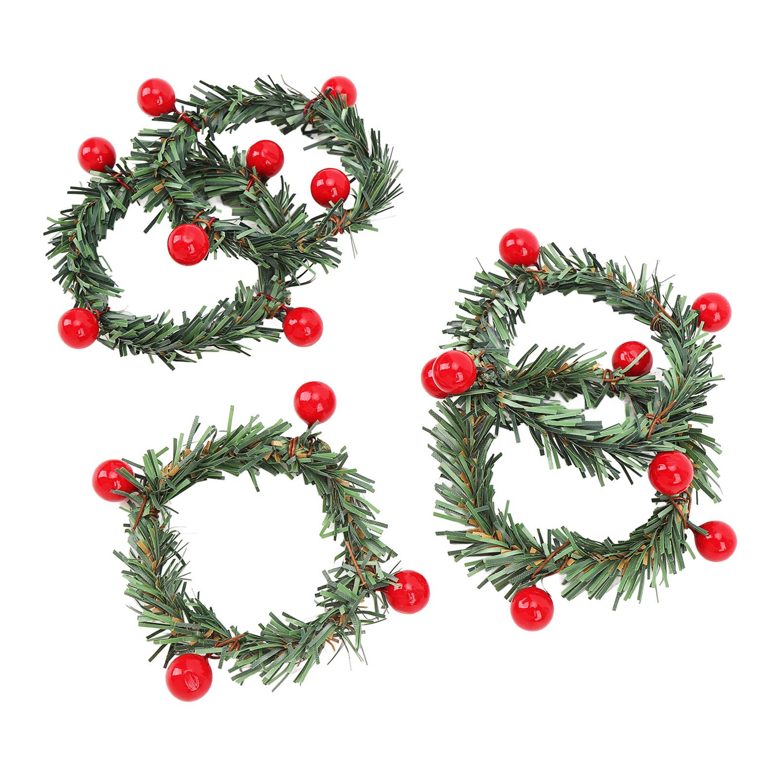 

12 шт. Рождественские кольца для свечей Мини-венки Оптом для столбиков Конусные Искусственная ягода с травой Праздничные