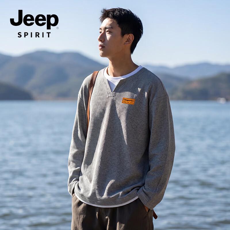

Мужская вафельная футболка с длинным рукавом JEEP SPIRIT, имитирующая двухпредметный образ 3XL