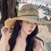 Hollow Lafite Straw Hat Custom Summer Big Brim Sun Hat Seaside Vacation Sun Protection Hat To Map the Source of Samples