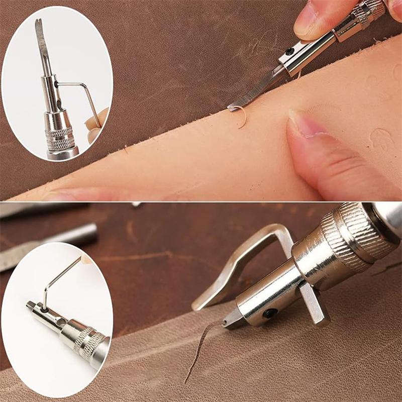 1 Set 7 In 1 Multifunctional Leather Grooving Tool Adjustable Stitching DIY Leathercraft Edge Cutting & Crease Handmade Tools