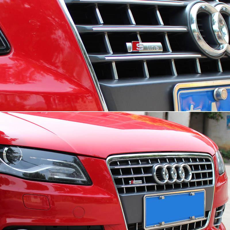 Car Styling Emblem Grill Front Hood Badge Grille Car Body Sticker for Hot SLine A3 A4 B8 8P 8V B6 A5 A6 C7 Q5 B9 B7 C6 A1 Q7 Q3