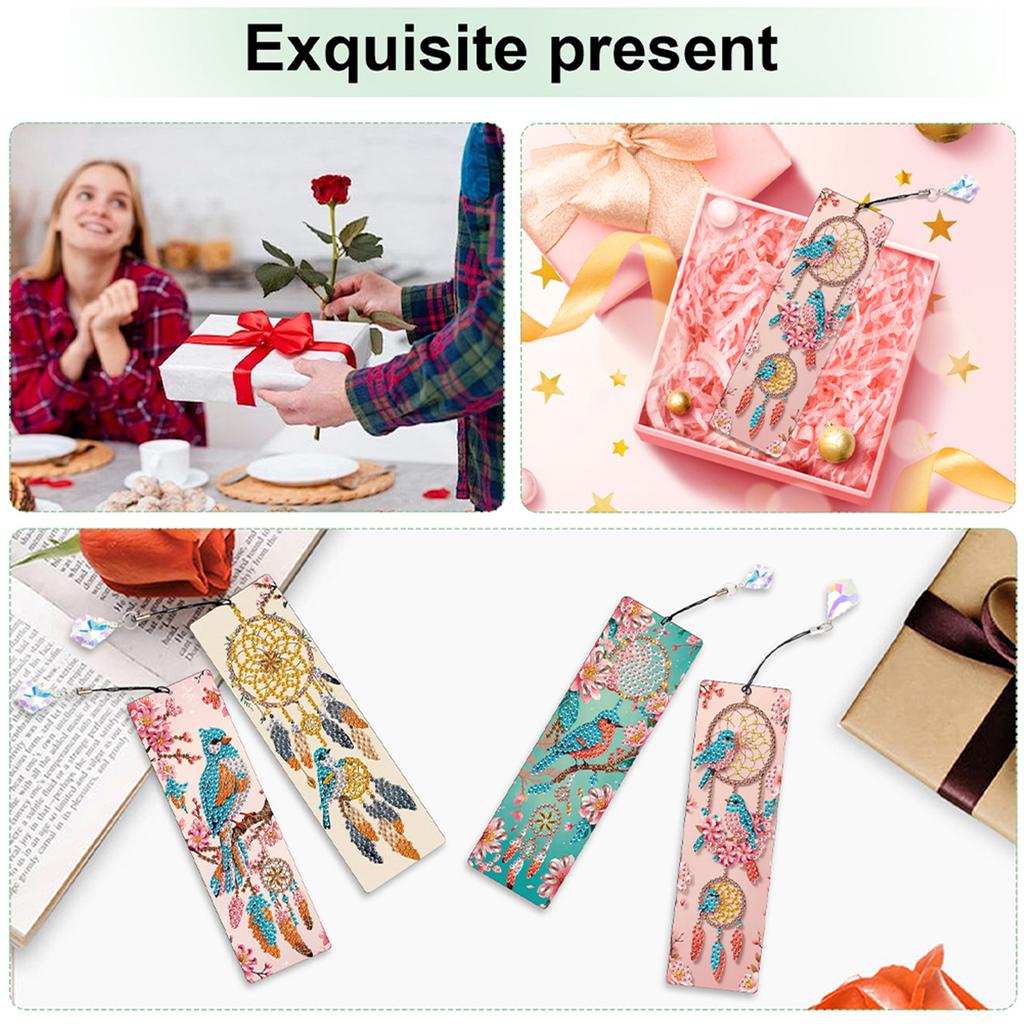 12Pcs DIY Diamond Art Bookmark with Crystal Pendant Water Diamond Art Bookmark for Readers Home Office Book Decor & Gift Idea