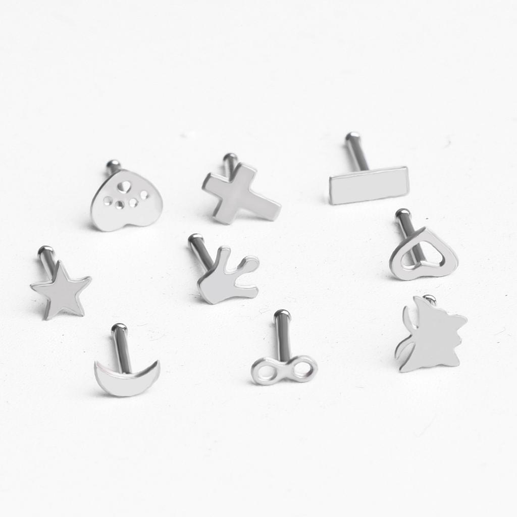 Set Strust Oțel Inoxidabil Unghie Nazală Fără Decolorare Inel Nazal Cruce 9 /Lot