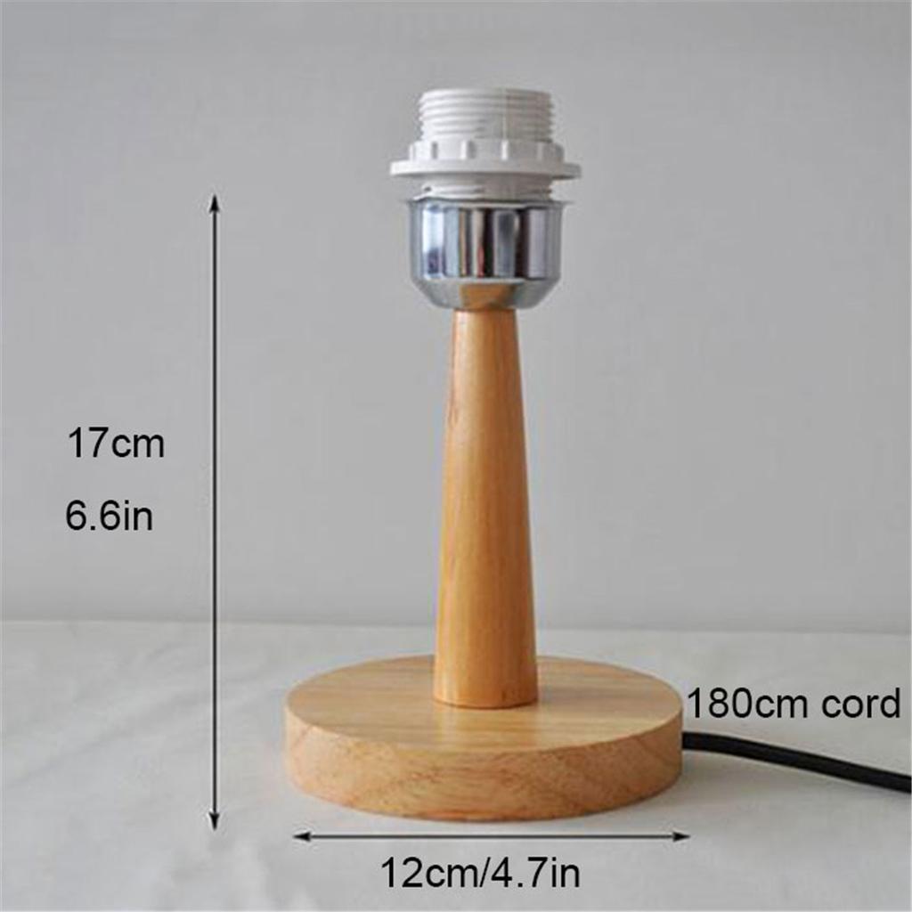Circular Solid Wooden Base Holder with Cord on off switch for Table Lamp,Plug in E27 Lamp Bedside Lamp Holder for Home Lighting