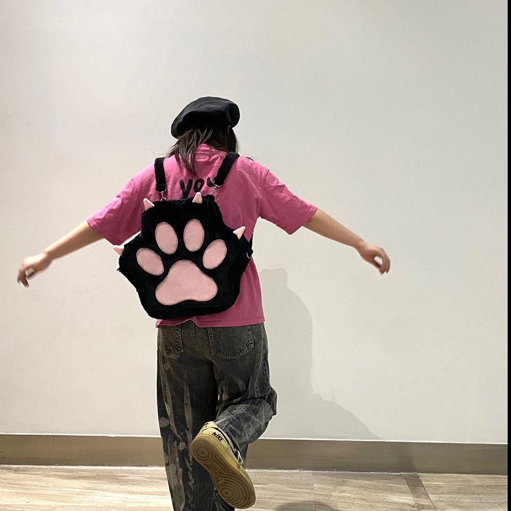 JK Cartoon Schoolbags Japanese Style Sweet Students Bags Portable Cat Paw Backpack  Outdoor