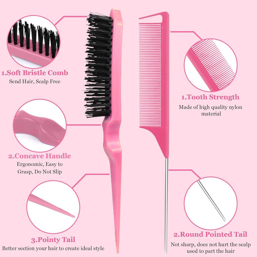 7-Piece Hairbrush Set with Mini Spray Bottle Wide-Tooth Comb Crocodile Clip And Other Hairdressing Accessories for Beauty Care