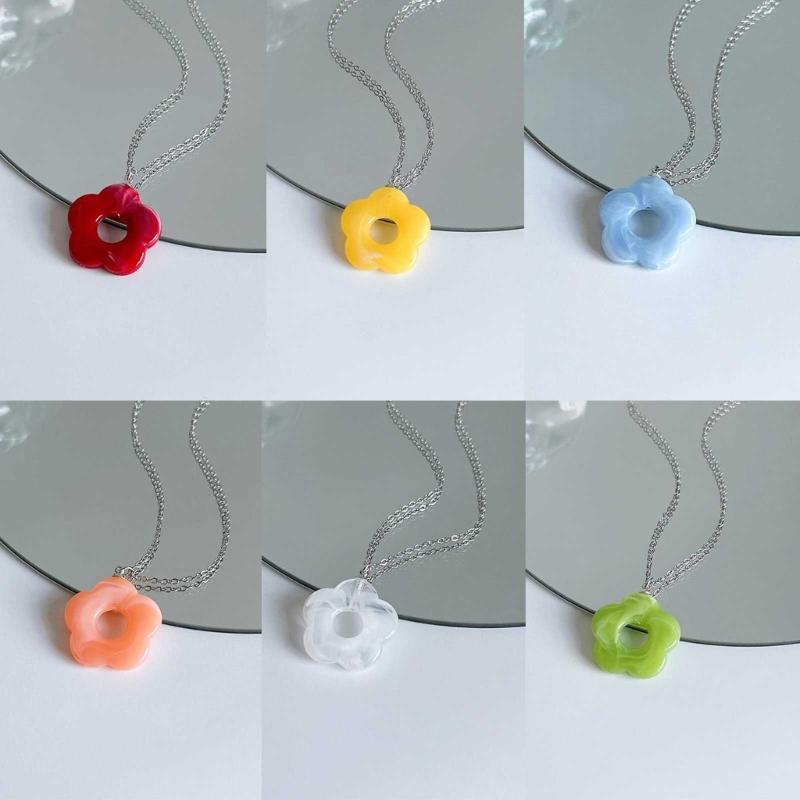 Simple Acrylic Flower Pendant Necklace Fashion Collar Necklaces Clavicle Chain Choker Necklace Neck Chain Jewelry