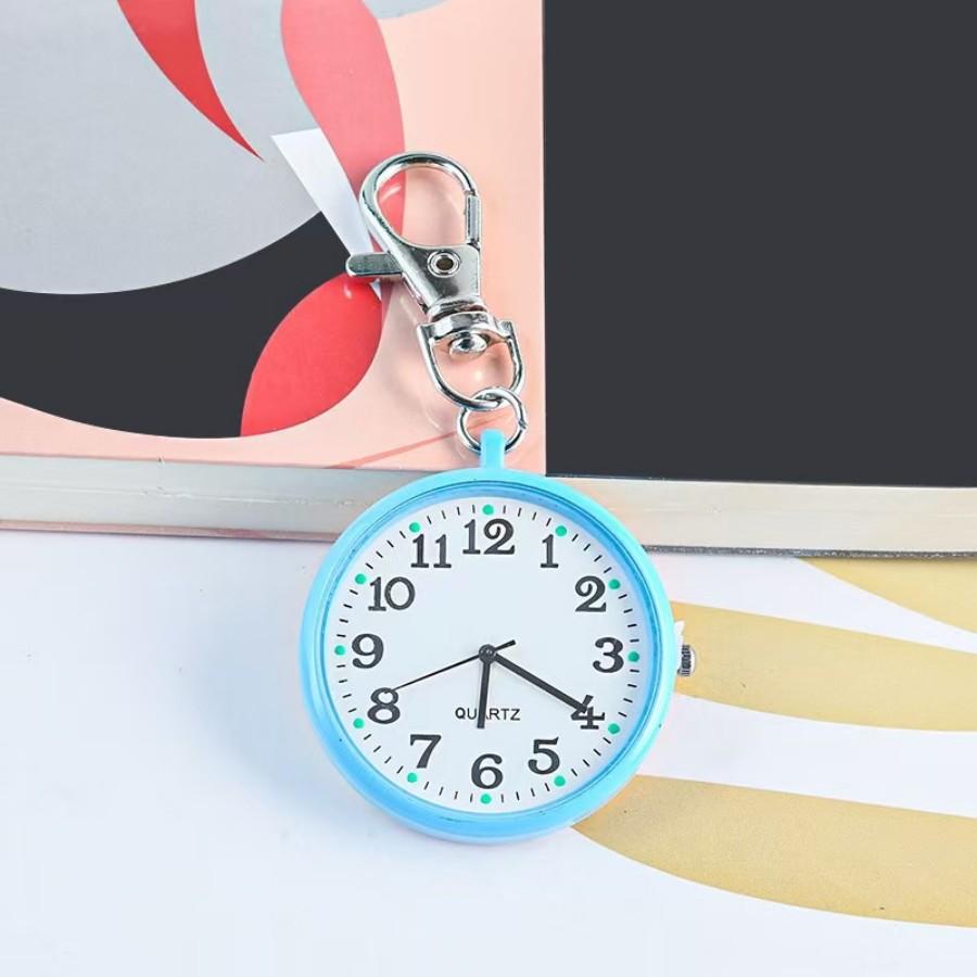 Pocket Watches Luminous Exam Quartz Pocket Watch with Keyring Hanging Keychain Chest watch for Nurses Doctors Students Child