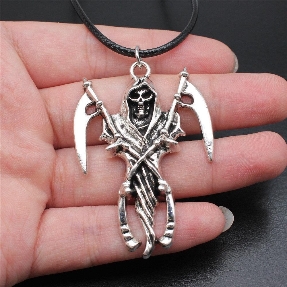 45cm Necklace Leather Chain Big Skull Halloween Kids' Jewelry Materials QN064