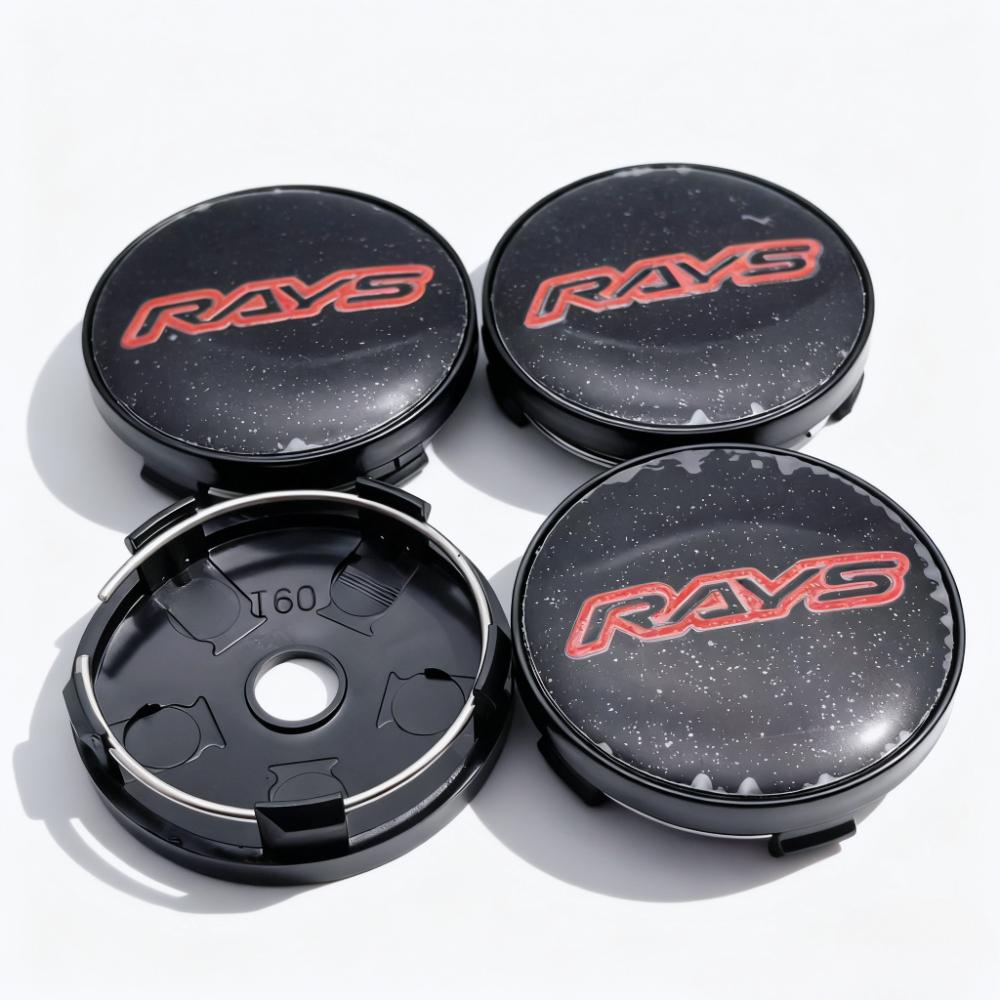 

4pcs RAYS Racing Logo Emblem Car Wheel Center Caps OD 60MM ID 56MM Wheels Hub Cap Rim Hubcaps Dust Cover Replace Car Accessories RAYS Badge&4pcs T60 Wheel Caps