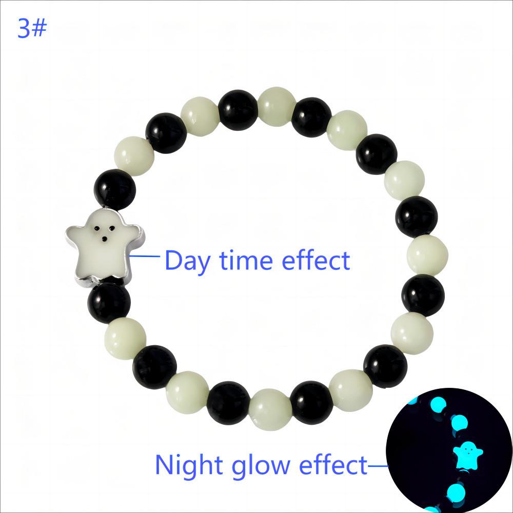 Halloween Ghost Lightup Glass Beaded Bracelet For Festival Celebrations